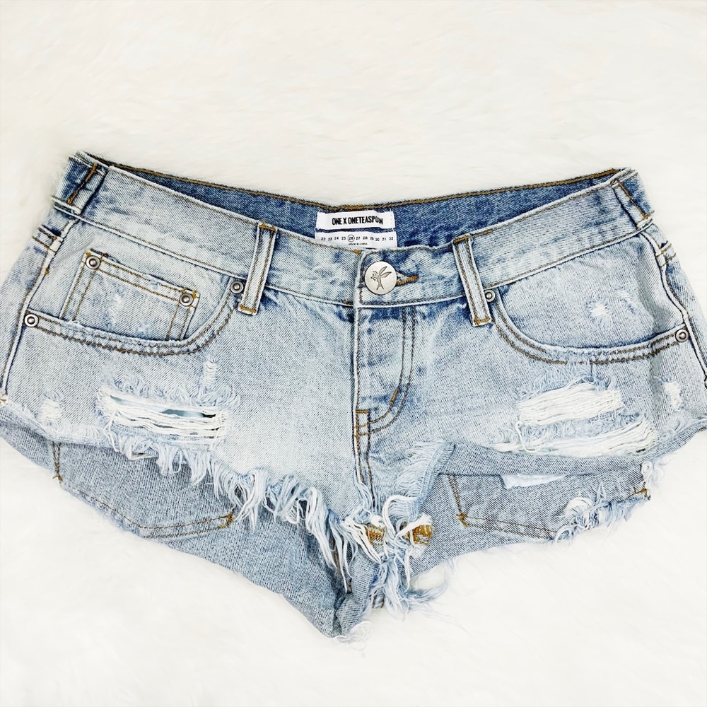 One Teaspoon Bandit Light Blue Denim Shorts